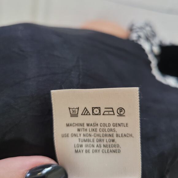 Maeve Size S Anthropologie Paulista Black White Button Print Flare Mini Skirt - Picture 8 of 9